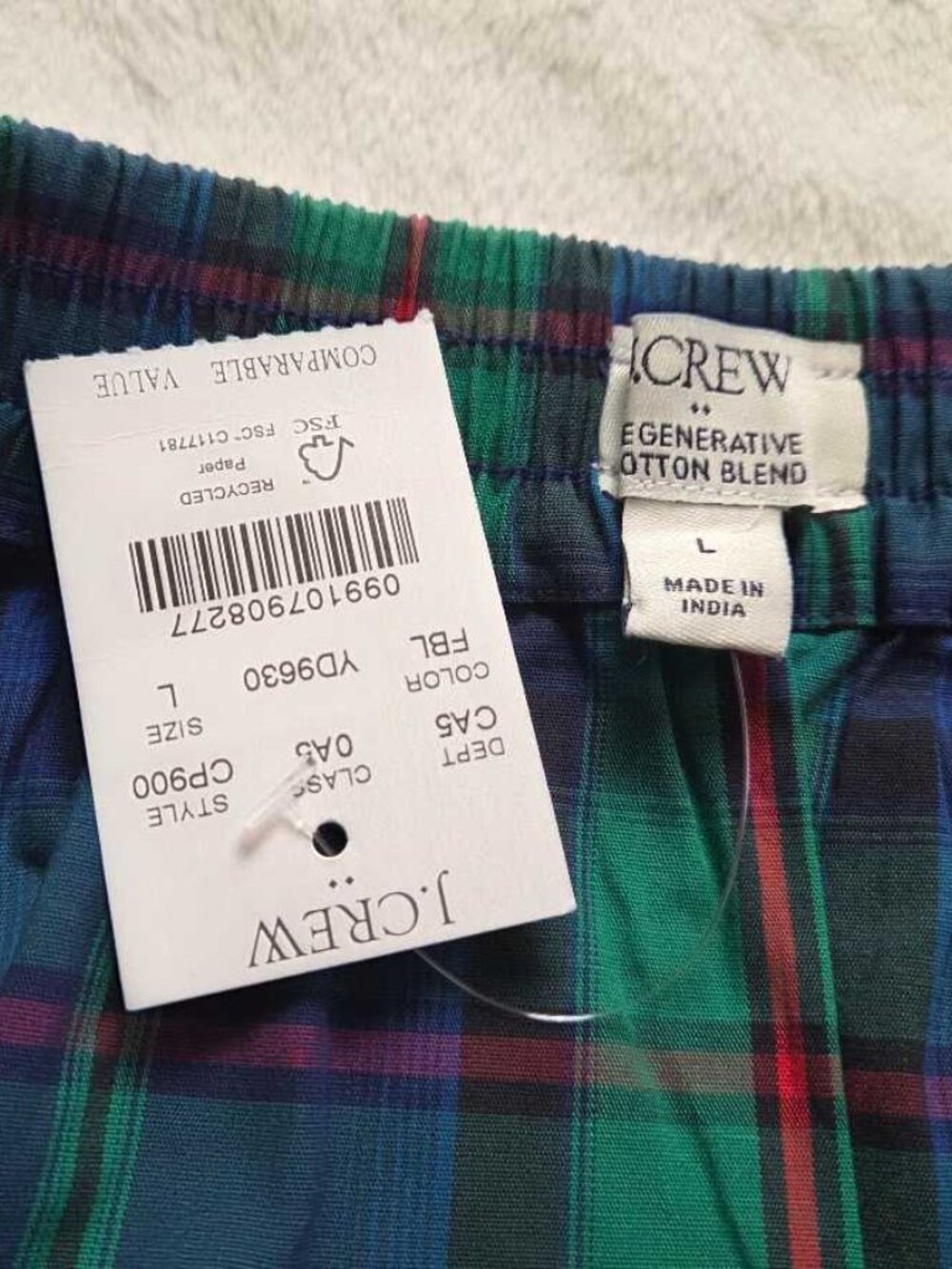 New L J.Crew Factory poplin midi wrap skirt in Fairmont Blue winter plaid - Picture 6 of 11